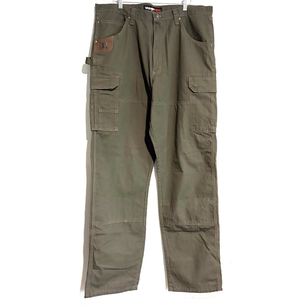 Wrangler Riggs Workwear Ranger Cargo Pants Olive Green Ripstop 38x36 3W060LD